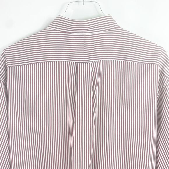 NORDSTROM Classic Red Striped Button-Down Collared Dress Shirt - Picture 9 of 10